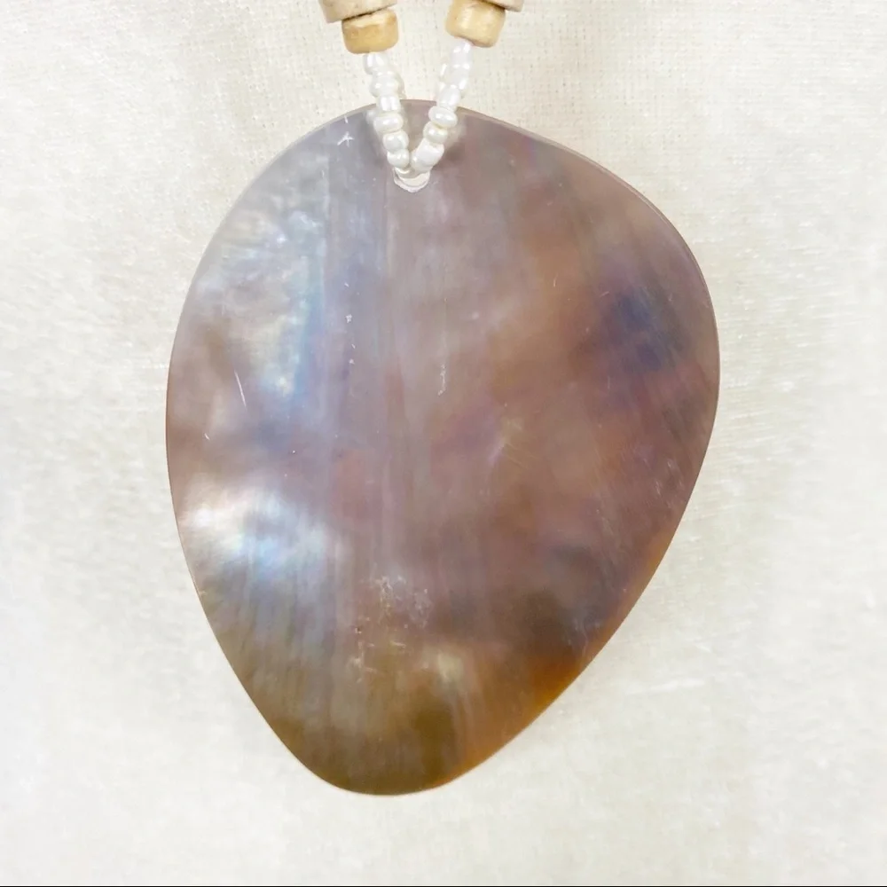 Bohemian Style Boho Wood Shell Statement Necklace